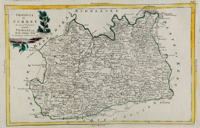 Surrey tartomány, G. Zuliani metszete az Antonio Zatta által 1779-ben Velencében kiadott „Legújabb atlasz” I. Tome-jából vett, magángyűjtemény alkotó: G. Zuliani