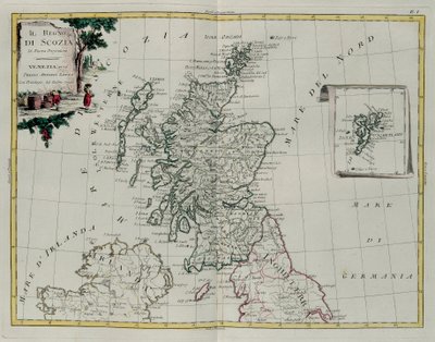 A Skócia Királyság, G. Zuliani metsze a Legújabb Atlasz I. toméjából vett, 1776-ban Velencében kiadott Antonio Zatta, Magángyűjtemény alkotó: G. Zuliani