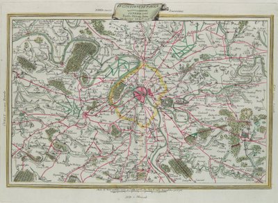 Párizs vázlata, Franciaország és Orléans kormányzása, G. Zuliani metszete az Antonio Zatta 1776-ban Velencében kiadott Legújabb Atlasz I. toméjából vett metszet, Antonio Zatta, Magángyűjtemény alkotó: G. Zuliani