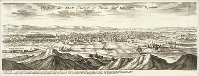 1720 illusztráció - A perzsa Kaszan városának kilátása Iszpahántól öt napi utazással alkotó: Gabriel Bodenehr