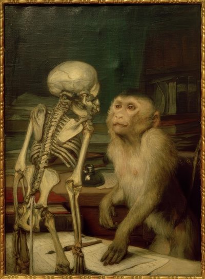 Majom csontváz előtt alkotó: Gabriel Cornelius Ritter von Max