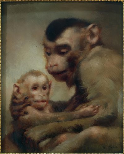 Anya gyermekével (majmok) alkotó: Gabriel Cornelius Ritter von Max