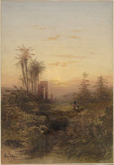 Naplemente keleti tájon alkotó: Gabriel Hippolyte Lebas