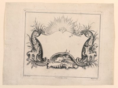 Escutcheon, a "Recueil Nouveau de Differens Cartouche"-ból alkotó: Gabriel Huquier