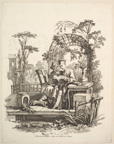 Férfi és nő olvasása, kb. 1742. alkotó: Gabriel Huquier