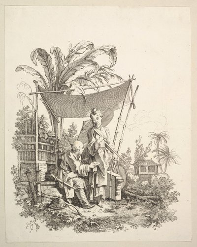Nő, aki érdekességeket mutat a katonának, kb. 1742. alkotó: Gabriel Huquier