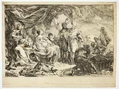 Lábán háztartási isteneit keresi alkotó: Gabriel Jacques de Saint Aubin