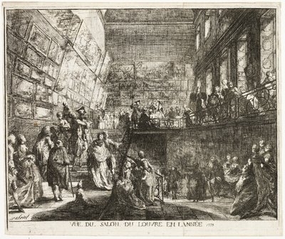 Kilátás a szalonra a Louvre-ban, 1753-ban alkotó: Gabriel Jacques de Saint Aubin