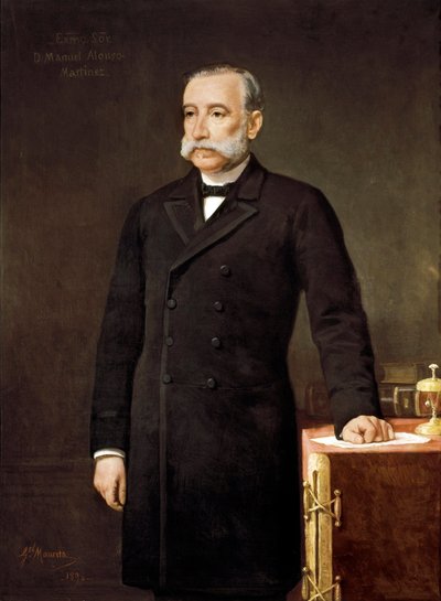 Manuel ALONSO MARTINEZ (1827-1891), spanyol ügyvéd és politikus, a Liberális Unió Pártja Madridi Képviselői Kongresszusának portréja.   Gabriel Maureta festménye (XIX. század). alkotó: Gabriel Maureta Aracil