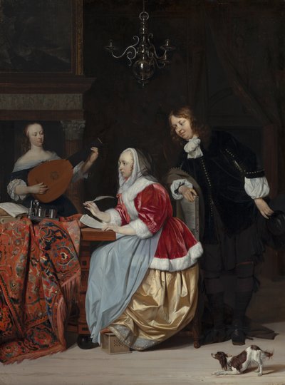 Zenét író fiatal nő alkotó: Gabriel Metsu