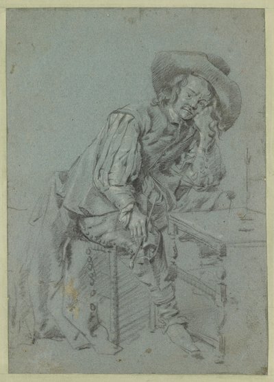Ülő férfi pipával alkotó: Gabriel Metsu