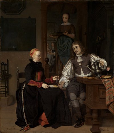 Fiatal pár reggelinél alkotó: Gabriel Metsu