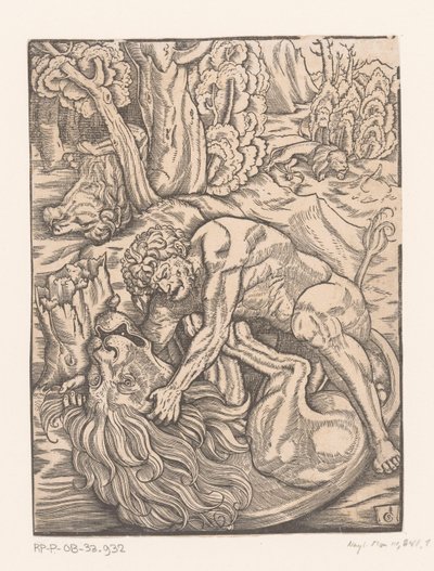 Herkules a nemeai oroszlán ellen harcol Hercules munkái (sorozat címe) alkotó: Gabriel Salmon