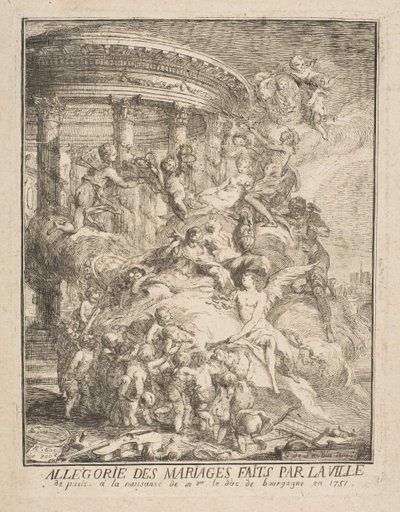 Párizs városa által kötött házasságok allegóriája Burgundia hercegének születésekor, 1752-ben. alkotó: Gabriel de Saint Aubin