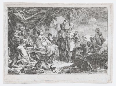 Lábán háztartási isteneit keresi, kb. 1753. alkotó: Gabriel de Saint Aubin