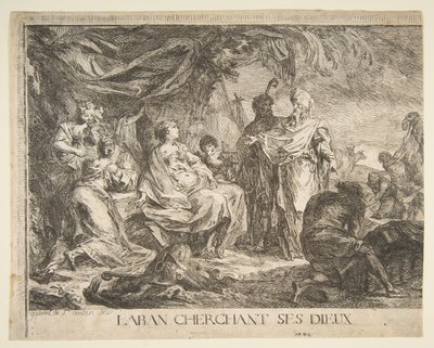 Lábán az isteneit keresi, 1753. alkotó: Gabriel de Saint Aubin