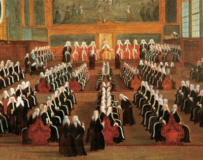 Pregadi tábla a hercegi palotában, Gabriele Bella (1730-1799), részlet alkotó: Gabriele Bella