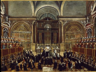 Egy apáca ruházati ceremóniája a velencei San Lorenzo templomban Részletkép Gabriele Bella (1730-1799) 1789 Mérete 94x148 cm Velence Fondazione “” Querini Stampalia”” alkotó: Gabriele Bella