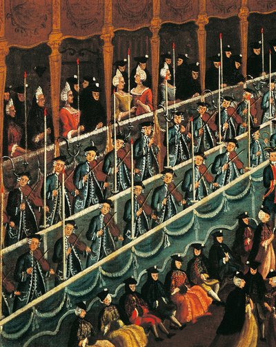 Olaszország, Veneto, Velence, Étkezés a San Benedetto Színházban az északi hercegek tiszteletére, közelről alkotó: Gabriele Bella