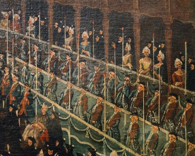 Zenészek, részlet a San Benito Színház ebédjéből, amelyet a Doge kínál az északi velencei hercegek tiszteletére, Gabriel Bella (1730-1799), Olaj, vászon alkotó: Gabriele Bella
