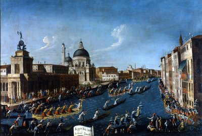 Velence a női regatta a Canal Grandén. Gabriel Bella festménye. 18. század második fele. Velence Raccolta Querini – Stampalia alkotó: Gabriele Bella
