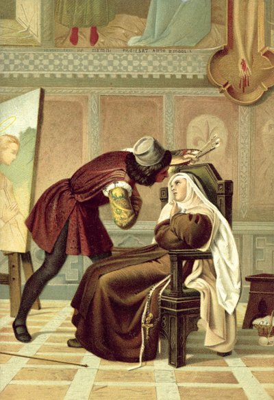 Filippo Lippi és Buti apáca (chromolitho) alkotó: Gabriele Castagnola