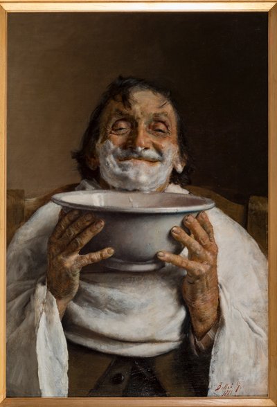 Ember a fodrászban (olaj, vászon) alkotó: Gaetano Bellei