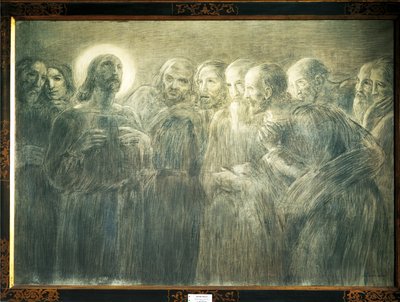 Krisztus az apostolok között, Gaetano Previati (1852-1920), szén, vászon alkotó: Gaetano Previati