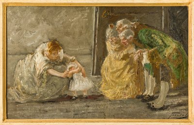 Jelenet (olajfestmény vászonra) alkotó: Gaetano Previati
