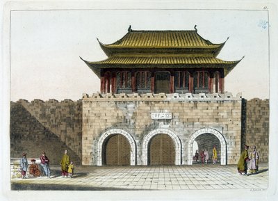 A pekingi császári palota (a tiltott város) kapuja - Ferrario "Ősi és modern viselete" című művéből, szerk. Milánó alkotó: Gaetano Zancon