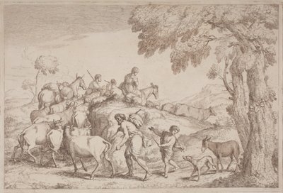 Egy idős pásztor hátulról látva alkotó: Gaetano Zompini, after Giovanni Benedetto Castiglione