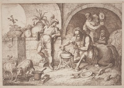Chiron varázslatot tanít Akhilleusznak alkotó: Gaetano Zompini, after Giovanni Benedetto Castiglione