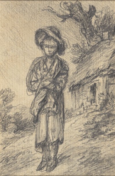 Fiú egy kunyhó mellett áll alkotó: Gainsborough Dupont