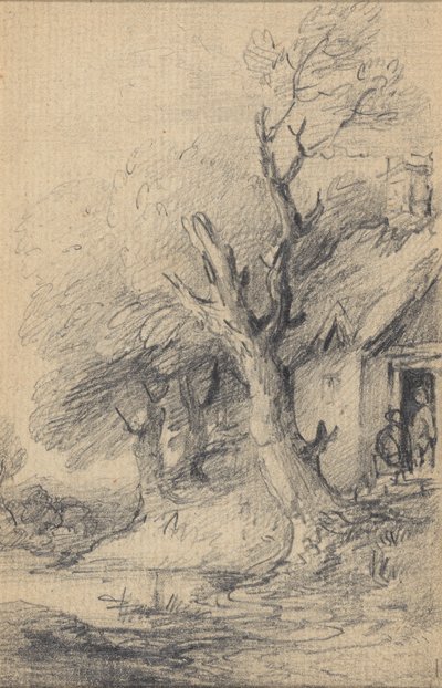 Kunyhó és fák alkotó: Gainsborough Dupont