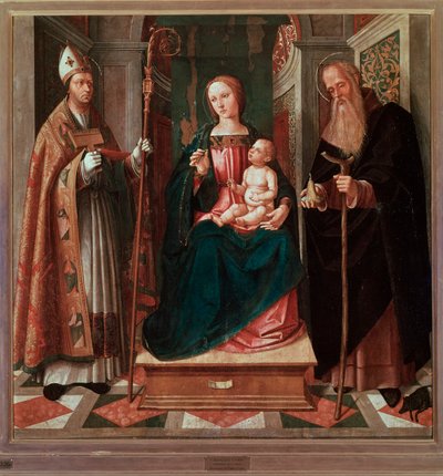 Madonna és gyermek Szent Biagio és Szent Antal apát között (Festmény alkotó: Galeazzo Campi
