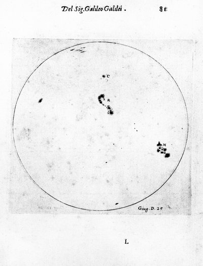 Galilei napfoltok megfigyelése, 1613 alkotó: Galileo Galilei