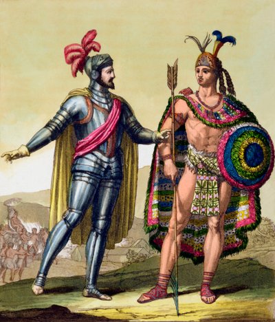 Hernando Cortes és Montezuma II találkozása, Mexikó, 1519 c1820-1839 alkotó: Gallo Gallina