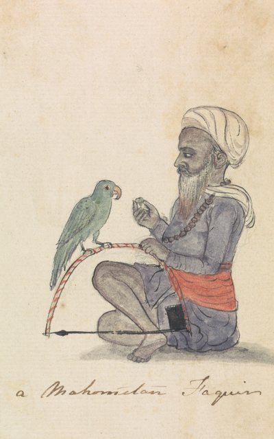 Egy mohametán a papagájával alkotó: Gangaram Chintaman Tambat