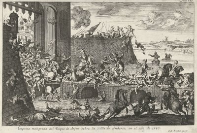 Franse Furie te Antwerpenből, 1583 Anjou herceg megbukott társasága Amberez városában 1583-ban (cím a tárgyon) alkotó: Gaspar Bouttats