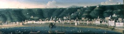 Nápoly látképe a tenger felől a Castel dellOvo és Chiaia külvárosával, 1731 alkotó: Gaspar Butler