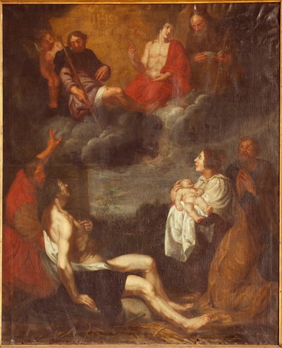 Plébániatemplom (Sint-Pieterskerk). Belső. Déli folyosó. Az oltár. Festmény. Krisztus születése. Attr. G De Craeyernek. 17. század. (festmény) alkotó: Gaspar De Crayer