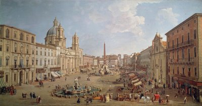 Kilátás a Piazza Navonára, Gaspar van Wittel vagy Gaspare Vanvitelli (1652 vagy 1653-1736) festménye, olaj, vászon, Olaszország alkotó: Gaspar van Wittel