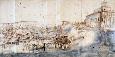 Villa Medici Rómában (ceruza és akvarell papíron) alkotó: Gaspar van Wittel
