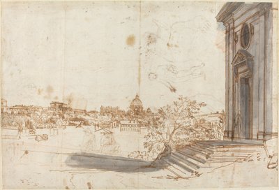 Kilátás Rómára a Santa Maria del Prioratoból alkotó: Gaspar van Wittel