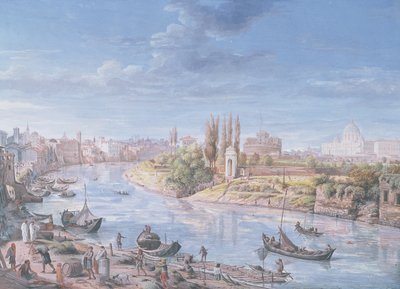 Róma kilátása a távolban a Szent Péter-templommal és a Castel Sant