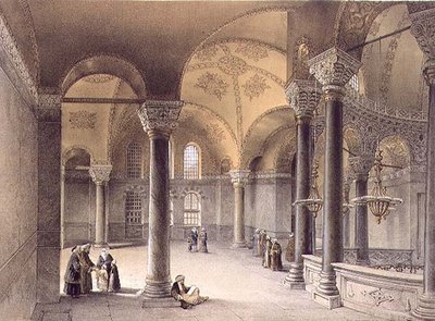 Haghia Sophia, 14. tábla: a Keleti Galéria, Louis Haghe (1806-85) metszete, megjelent 1852-ben (litográfia). alkotó: Gaspard (after) Fossati