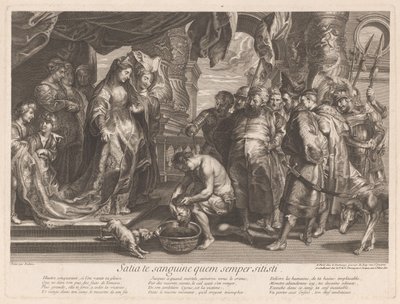 Thomiris egy tál vérbe mártja Cyrus fejét alkotó: Gaspard Duchange (attributed to)