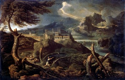 Táj villámmal, 1660-as évek alkotó: Gaspard Dughet