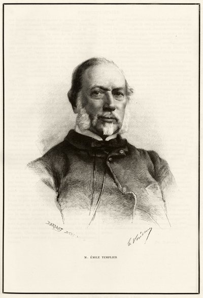 Emile Templier (1821-1891), Louis Hachette (1800-1864) munkatársának portréja, aki a „Tour du monde” gyártásáért felelős. G. Vuillier metszet, Gabriel Bonvalo „Párizstól Tonkinig, az ismeretlen Tibeten keresztül” című történetének illusztrálására alkotó: Gaston Vuillier