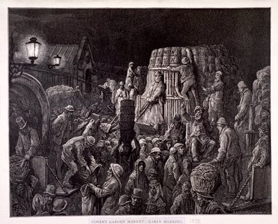 "Covent Garden Market-Early Morning", 1872 alkotó: Gauchard Brunier